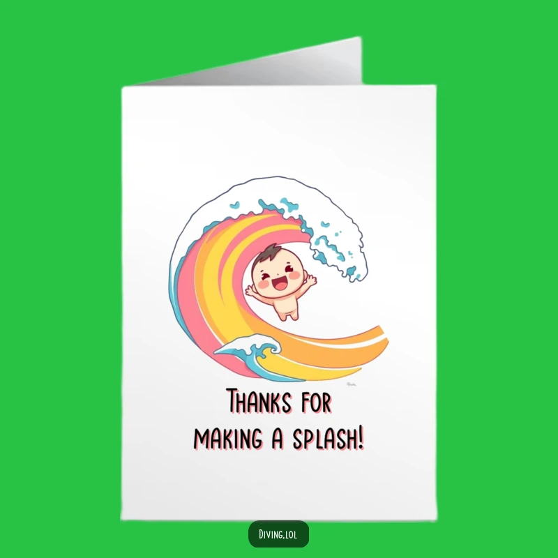 Free Printable Thank You Card: Wave Dive Character - Fun Downloadable Appreciation Gift