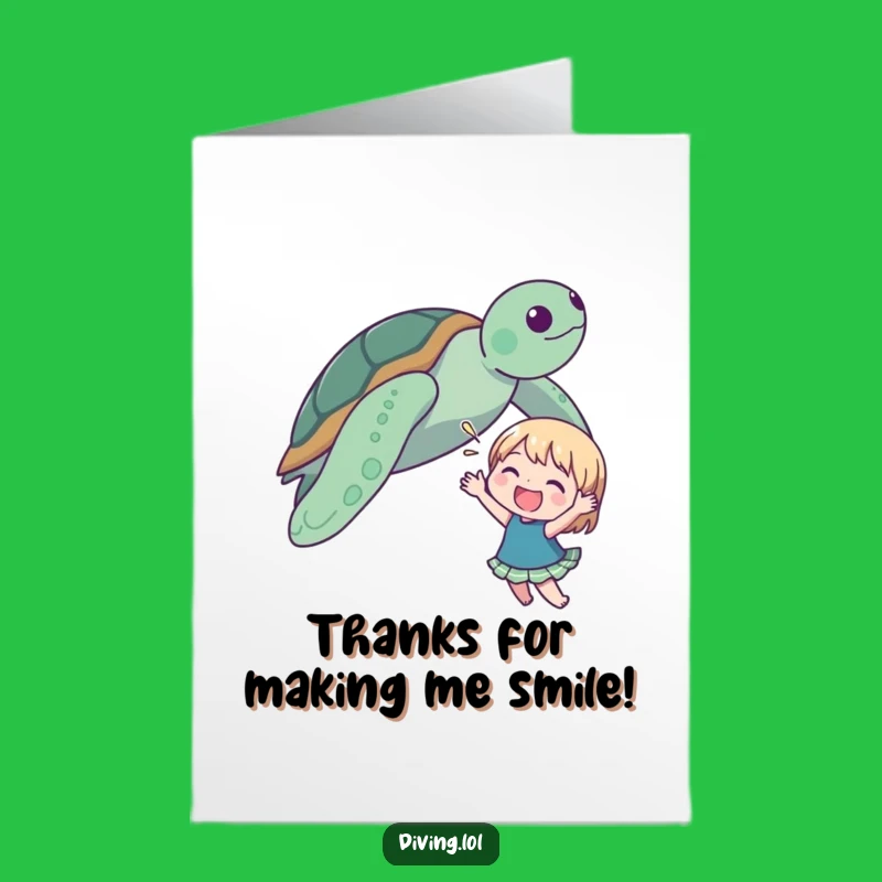 Free Printable Thank You Card: Waving Character Turtle - Gratitude Downloadable