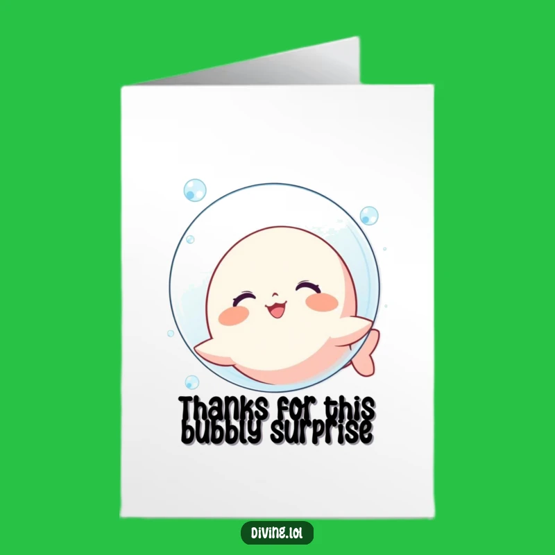 Free Printable Thank You Card: Kawaii Bubble Character Grateful Greeting Download