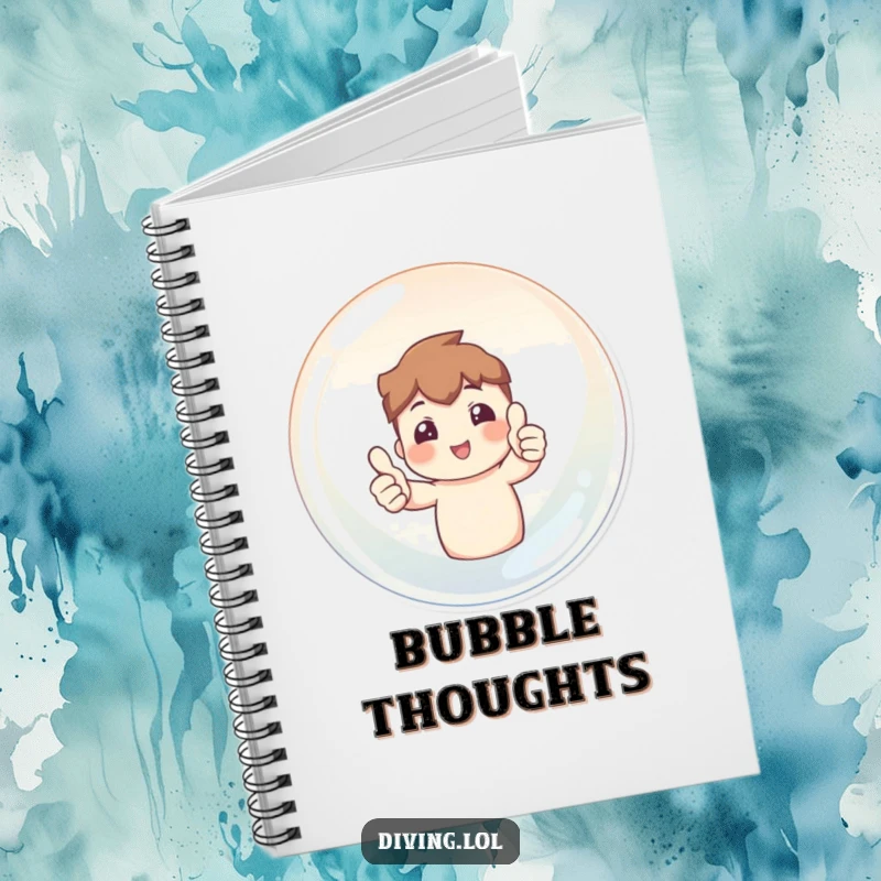 Funny notebook with a character giving two thumbs up inside a bubble, ideal for jotting down positive thoughts.
