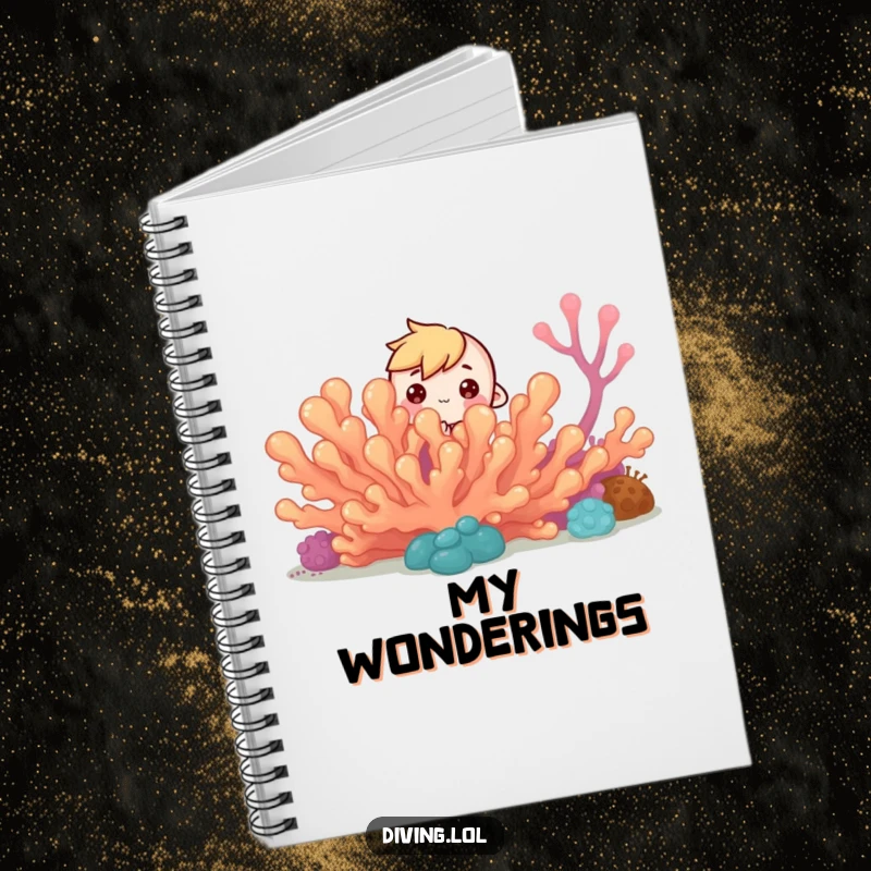 Funny Curious Reef Notebook: Tiny character peeks from coral reef, curious eyes, a fun journal.