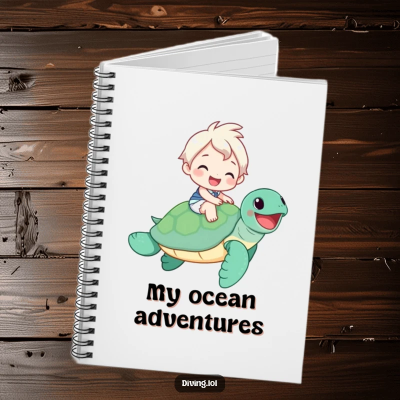 Funny Notebook: Cheerful character riding a smiling sea turtle, great for jotting down funny thoughts and notes.