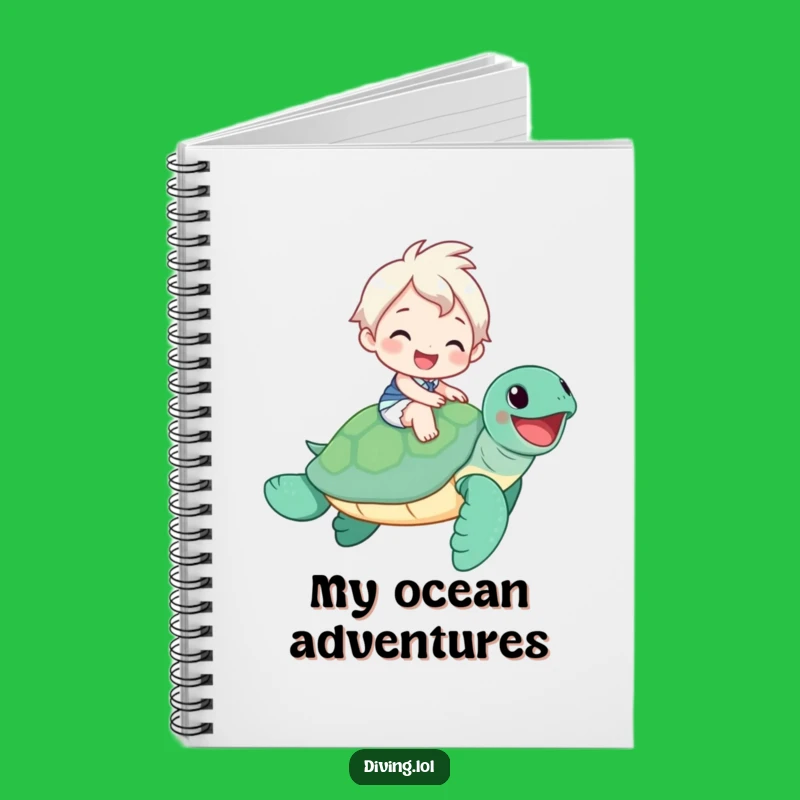 Funny Sea Turtle Rider Notebook: Jot Down Ideas with a Cheerful Smile and Ocean Journey