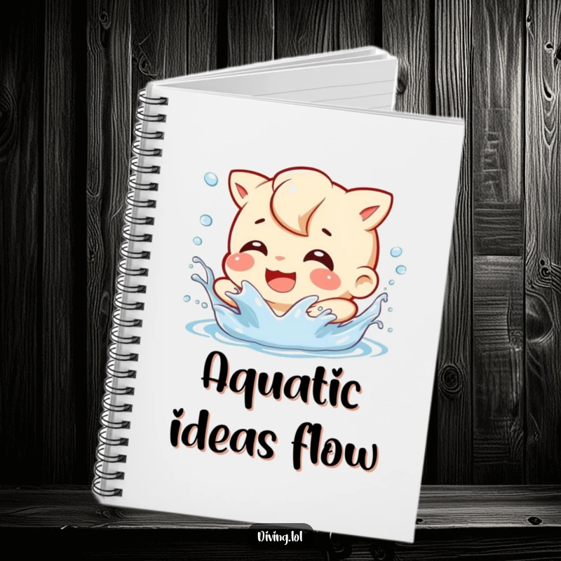 Funny Splash Character Notebook: Features a character gleefully splashing water with a playful grin, perfect for jotting down ideas.