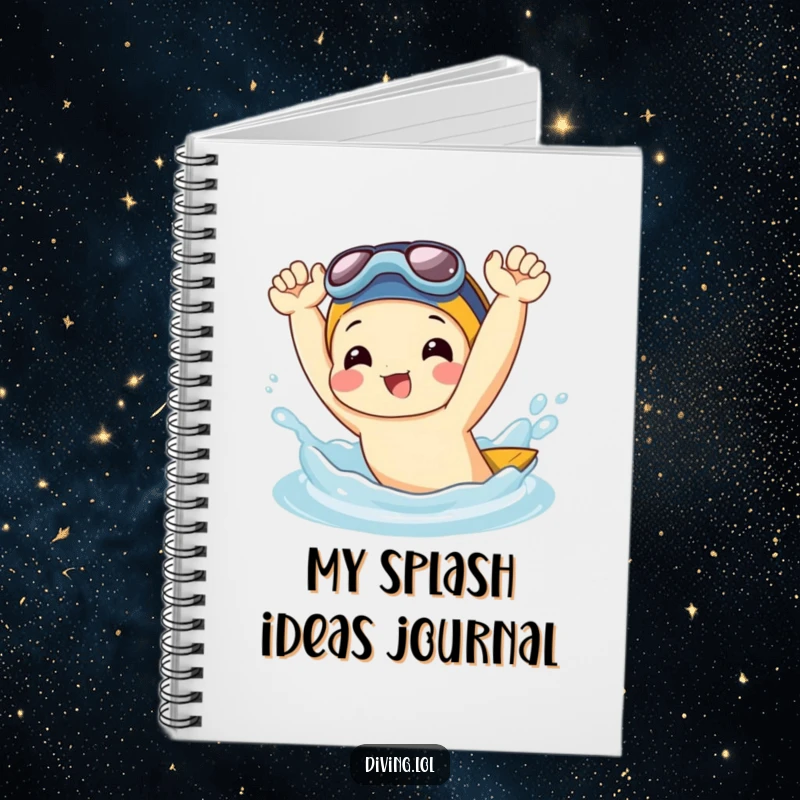 Funny Notebook: Joyful character playfully splashing water with flippers held high, perfect for capturing thoughts with humorous flair.