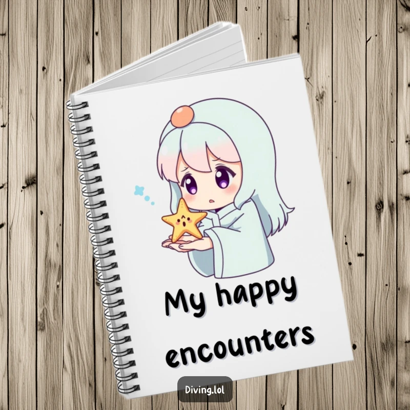 Funny Surprised Starfish Notebook: A character looking surprised at a tiny, happy starfish on their hand.