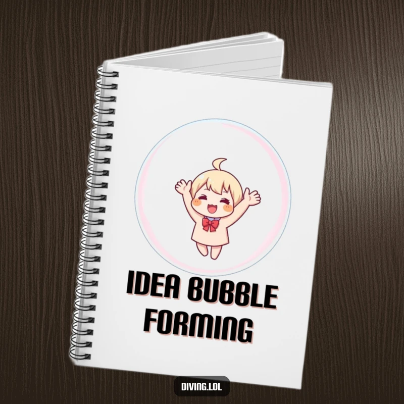 Funny notebook with a character waving from inside a big bubble, ideal for jotting down thoughts with a smile.