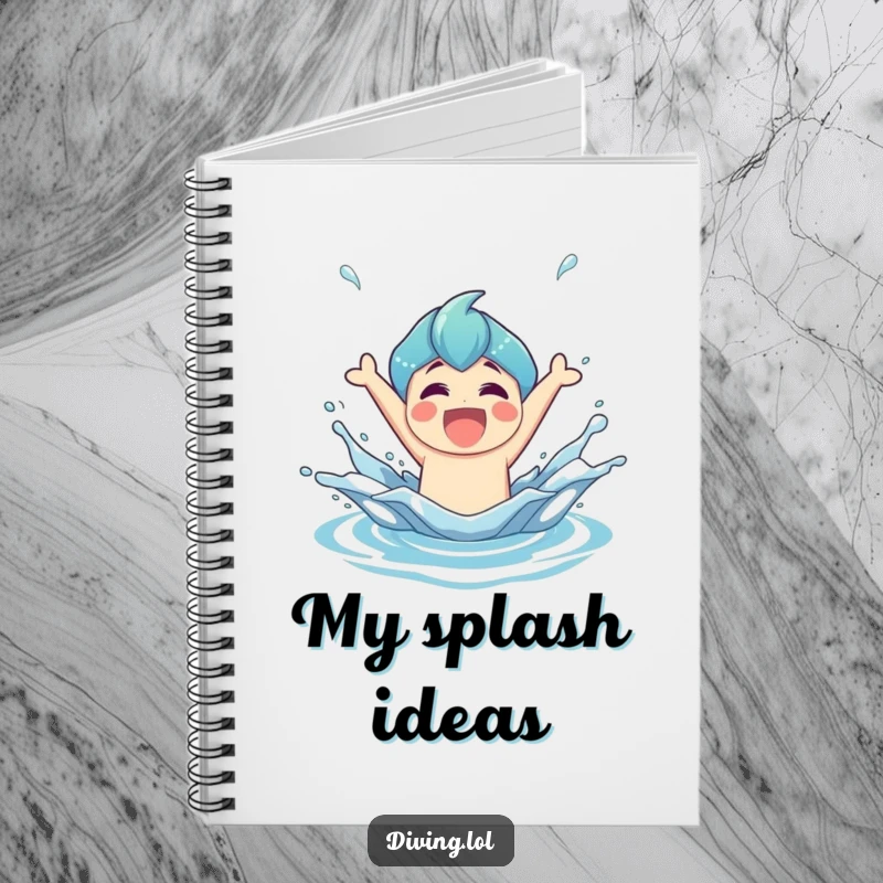Funny Notebook featuring a joyful character making a triumphant splash, perfect for jotting down successful moments.