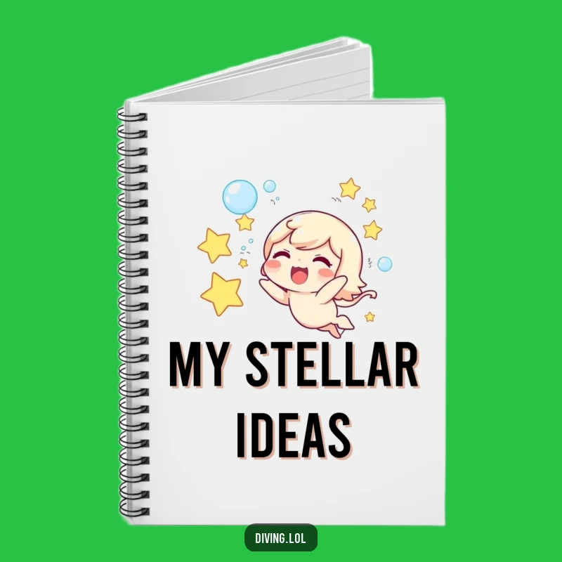 Funny Star Bubbles Notebook, Character's Underwater Jotting Journal