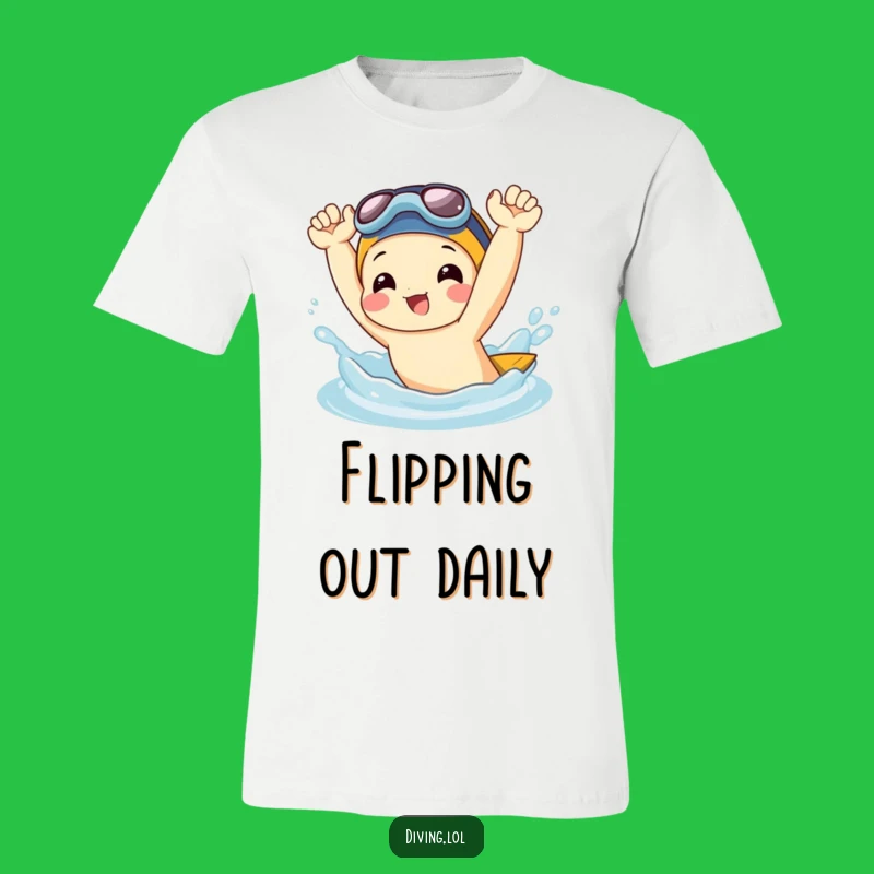 Funny Beach Buddy T-Shirt: Joyful Character Splashing with Flippers - Hilarious Summer Tee