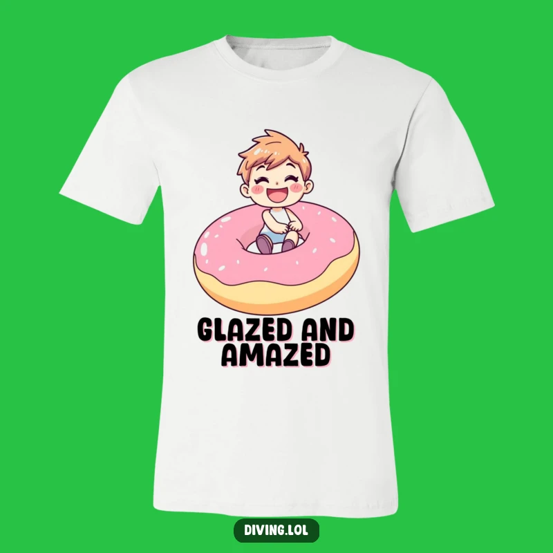 Funny Donut Rider T-Shirt: Gleeful Character on Inflatable, Hilarious Gift Idea