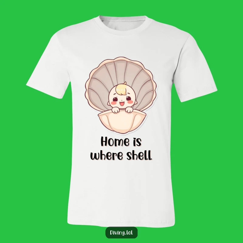 Funny Seashell Peeker T-Shirt - Whimsical Character Tee