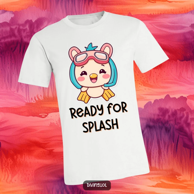 Funny Kawaii Flippers T-Shirt with a grinning character sporting oversized flippers and snorkel, perfect for beach vibes.