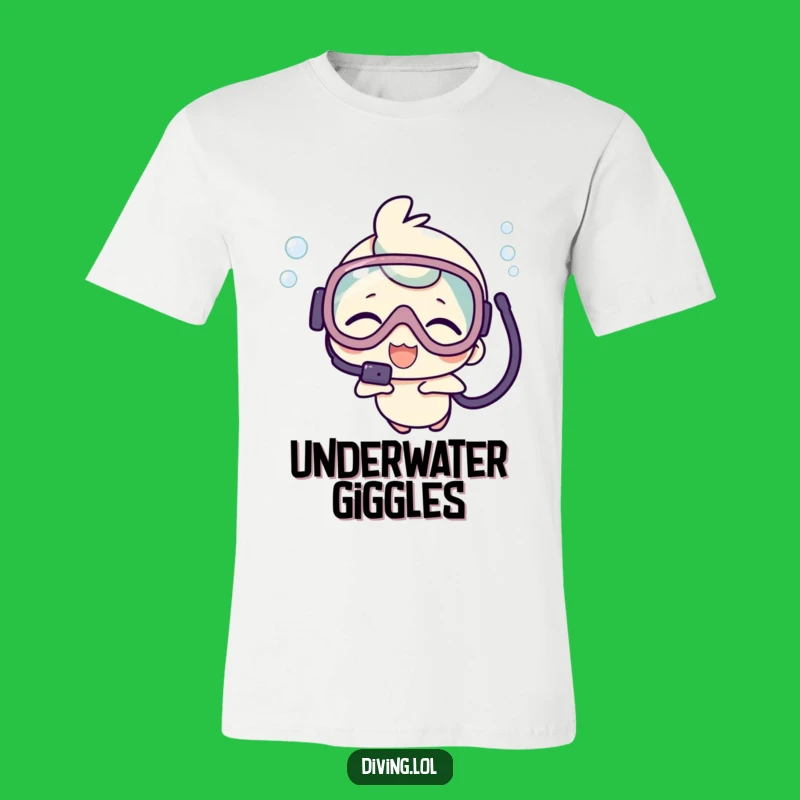 Funny Kawaii Scuba Tee: Giggling Character's Underwater Fun Shirt Gift