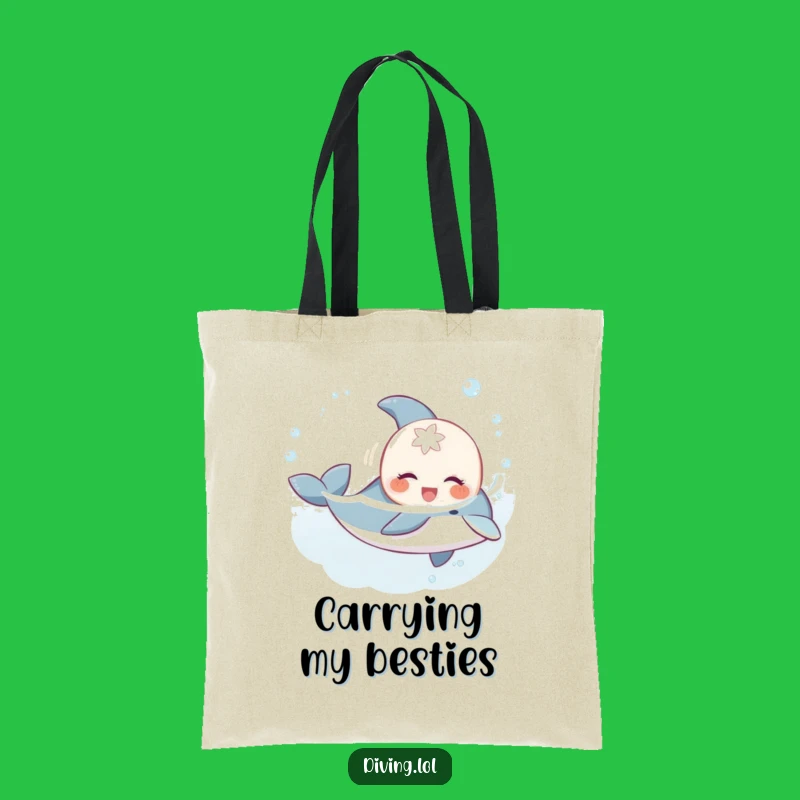 Funny Creature & Dolphin Tote Bag: Carry Your Ocean Treasures