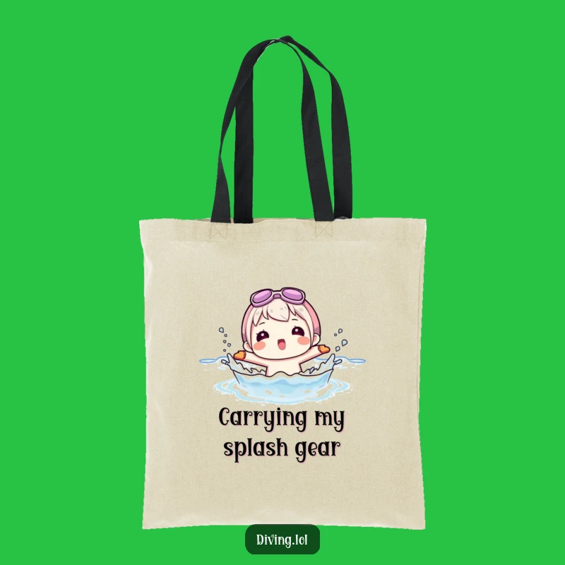 Funny Beach Tote Bag: Character Splashing with Flippers!
