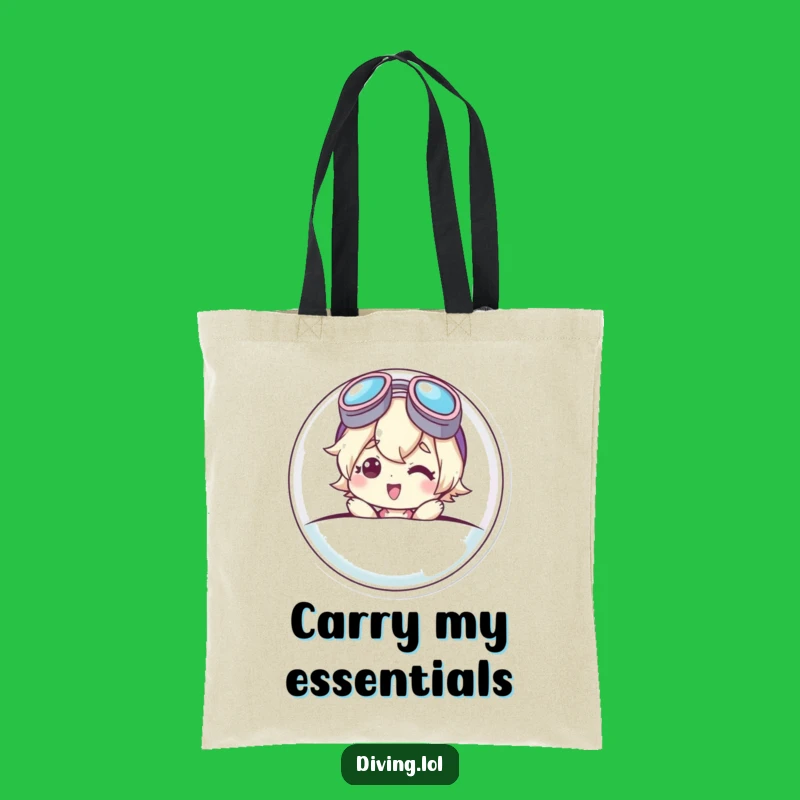 Funny Bubble Character Tote Bag: Goggle Smile's Quirky Carry-all Funny Gift