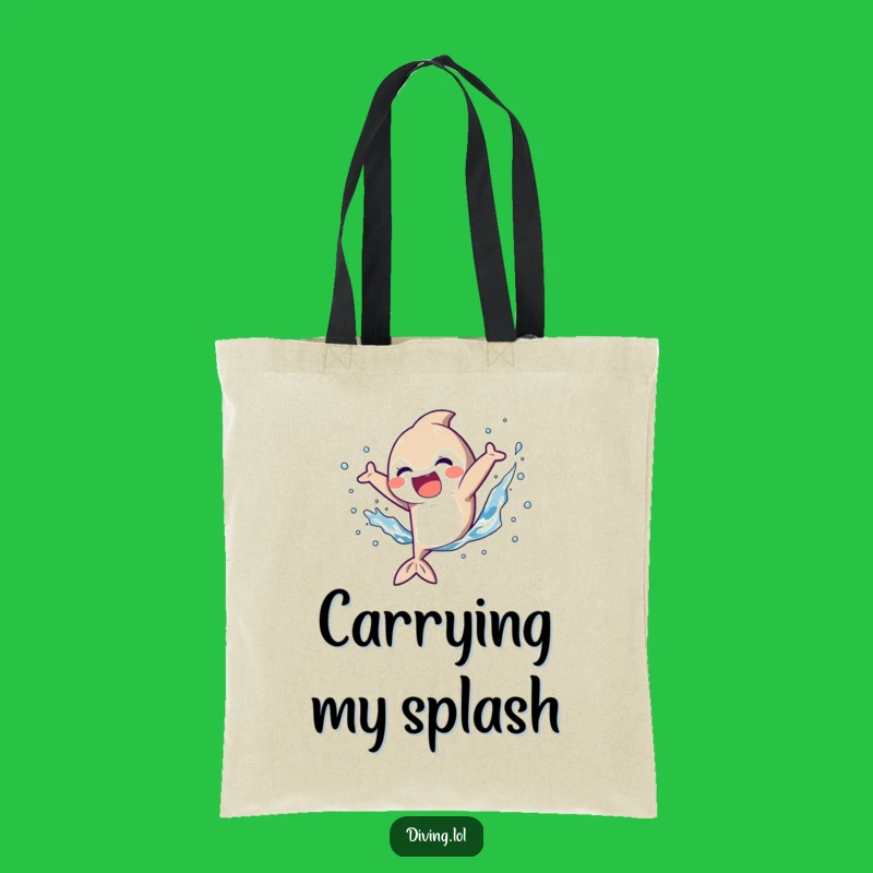 Funny Kicking Fins Tote Bag: Splashy Character Design, Eco-Friendly Funny Gift
