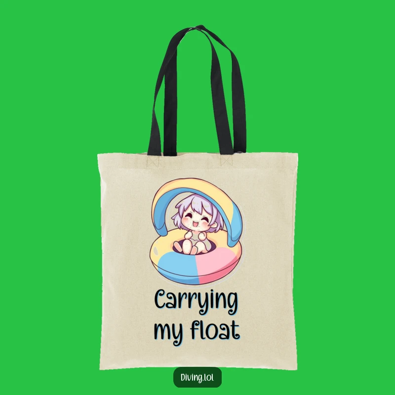 Funny Pool Tote Bag: Joyful Character on Inflatable!