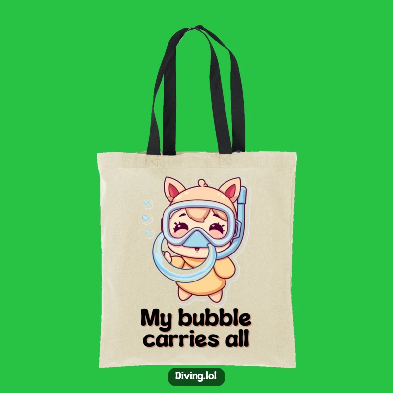 Funny Snorkel Mask Tote Bag: Carry Your Treasures with a Bubble-Blowing Character, Brilliant Funny Gift!