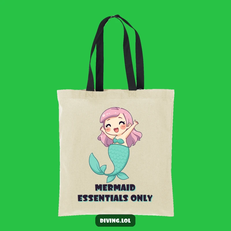 Funny Mermaid Enthusiast Tote Bag: Playful Character's Joyful Swim, Ideal Funny Gift