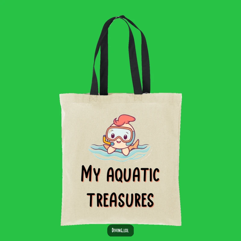 Funny Snorkel Character Tote Bag: Happy Swimmer's Wavy Adventure Funny Gift