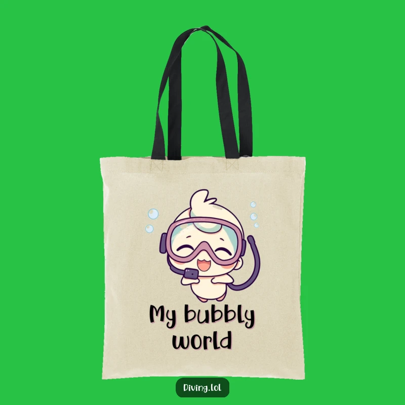 Funny Kawaii Scuba Tote Bag: Giggling Character's Underwater Carryall Gift