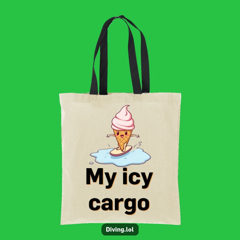 Funny Ice Cream Surfing Tote Bag: Carry Your Essentials with Determined Style