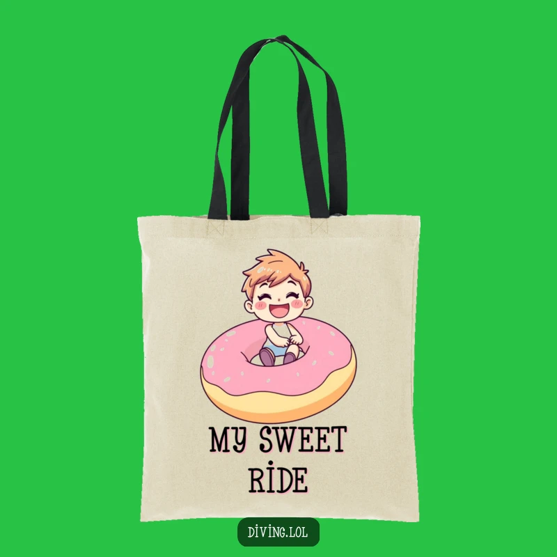 Funny Donut Rider Tote Bag: Joyful Character, Practical and Hilarious Gift